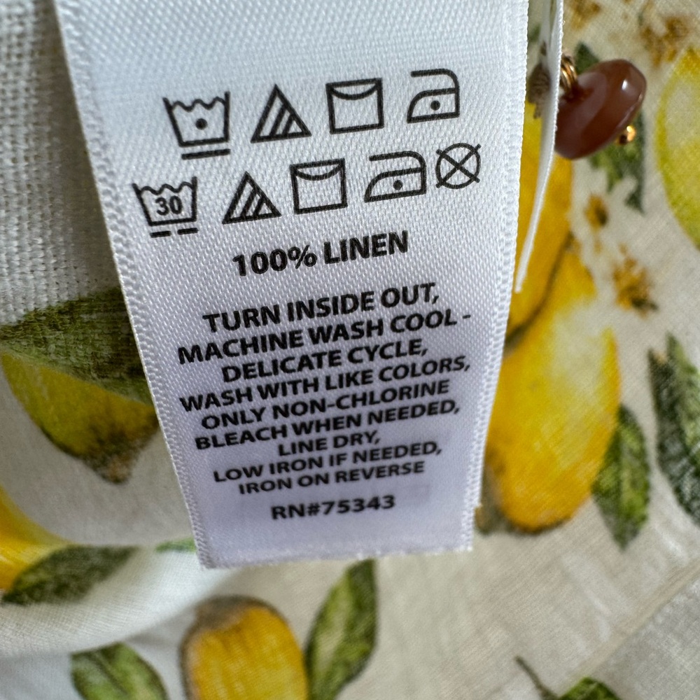 Cynthia Rowley 100% Linen Lemon Print Blouse - Picture 8 of 9